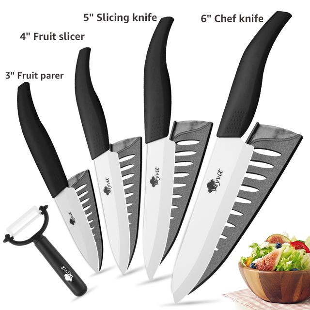Ceramic Knives Kitchen Knives 3 4 5 6 Inch Chef Knife Cook Set+peeler White Zirconia Blade