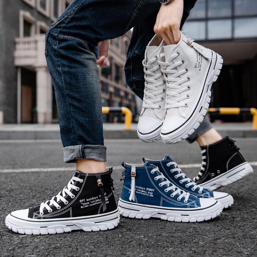 Модные мужские парусиновые туфли, новые высокие дышащие туфли на плоской подошве для мужчин, кроссовки, повседневные удобные кроссовки на платформе для мужчин