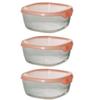 HARIO Heat-resistant Glass Storage Container,square 600mL,set of 3,microwave Safeoven Safe,transparent Salmon Pink, KST-3008-TSP