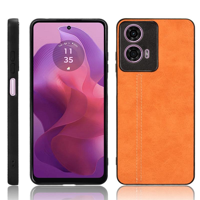 Чехол с текстурой кожи и строчкой для Motorola Moto G17 Power G15 G85 G34 G54 G84 G14 G24 Cover Coque Shell Fundas