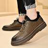 Fashion Men's Leather Shoes Rotating Button Casual Shoes Dress Shoes