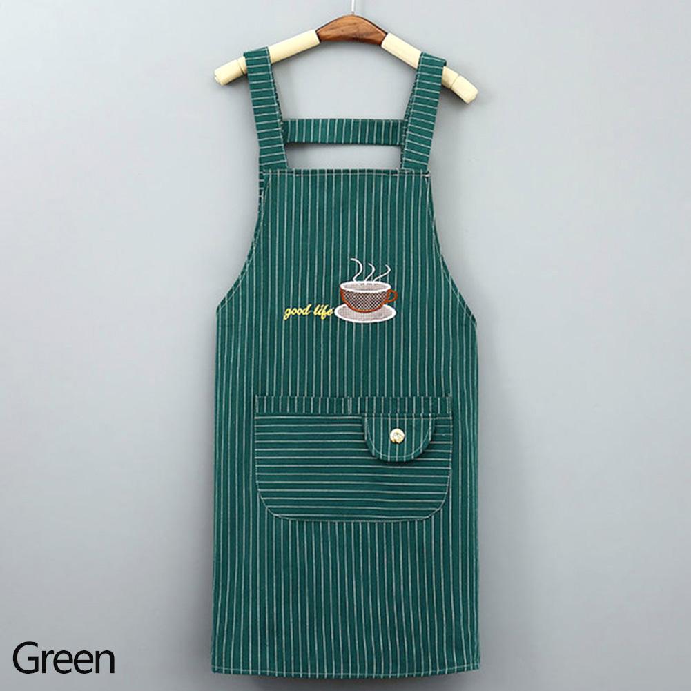 Cute Cotton Kitchen Apron Household Oil-Proof Coffee Chef Hand Wipe Apron With Big Pocket Women Baking BBQ Accessories