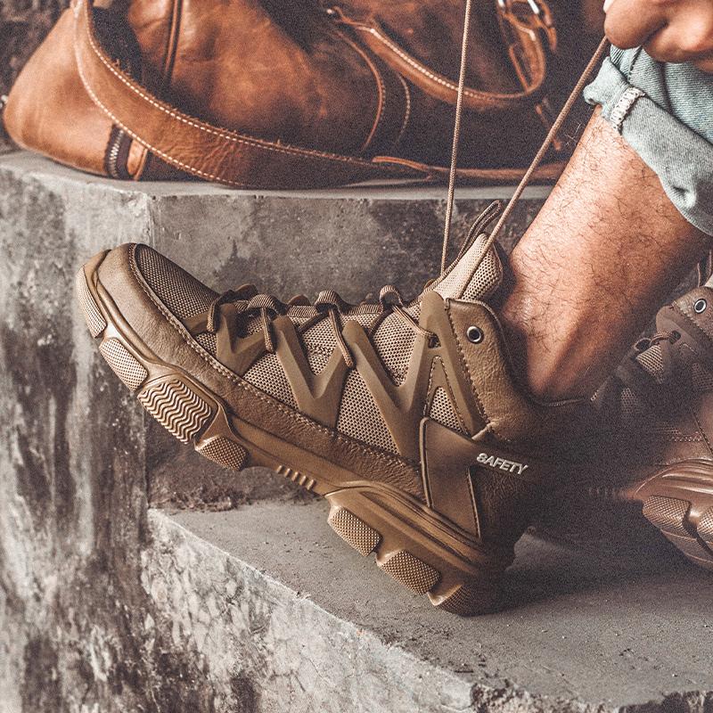 Men's Lightweight Breathable Safety Work Shoes Indestructible Shatterproof Comfortable Sneakers Plastic Head Design