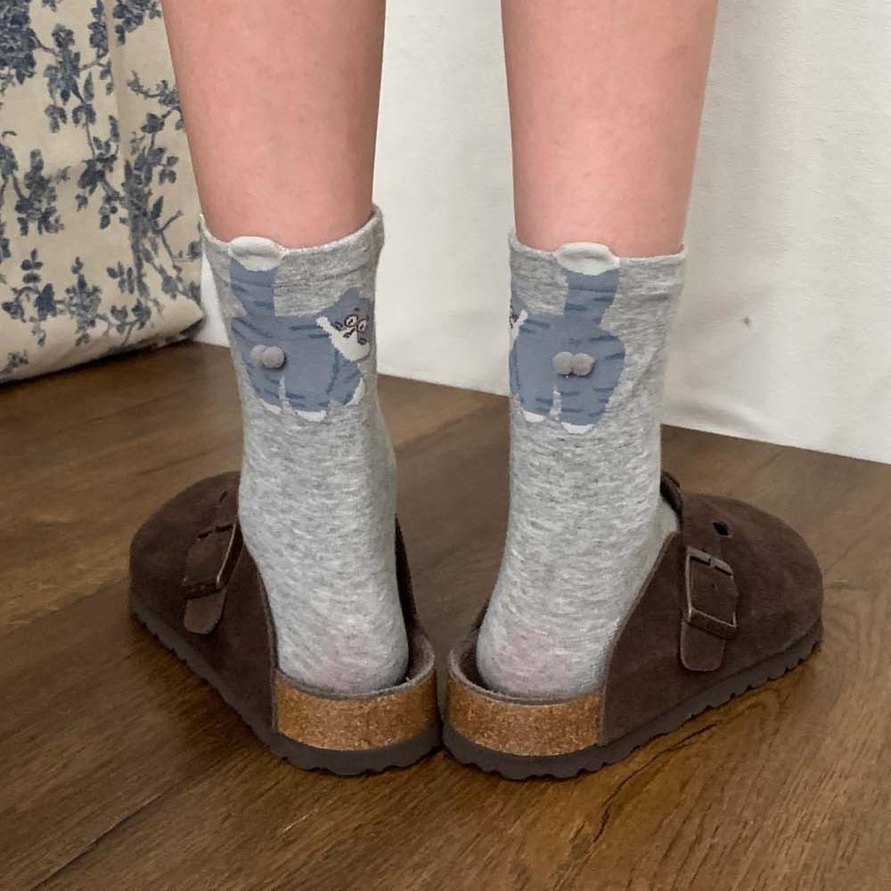 1 пара женских милых носков с котиками, женские 3D носки с котиками, необычные носки, весна, осень и зима