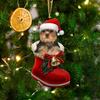Подвеска в виде собаки на Рождество, собака в сапоге Санты, подвесное украшение, 2D, плоская акриловая подвеска для рождественской елки, домашний декор, подарок любителям собак
