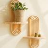 1 шт. Деревянные настенные полки в стиле бохо, геометрические настенные полки, отделка из натурального дерева, современный домашний декор, декоративные растения
