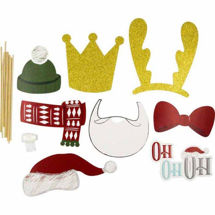 MégaCréa DIY - Kit photobooth pour prendre des photos de famille sympa à Noël 8 pièces