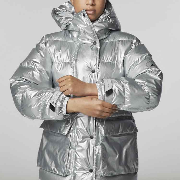 Adidas Stella McCartney Metallic Quilted Warm Windproof Jacket Women Jacket Silver FU3608