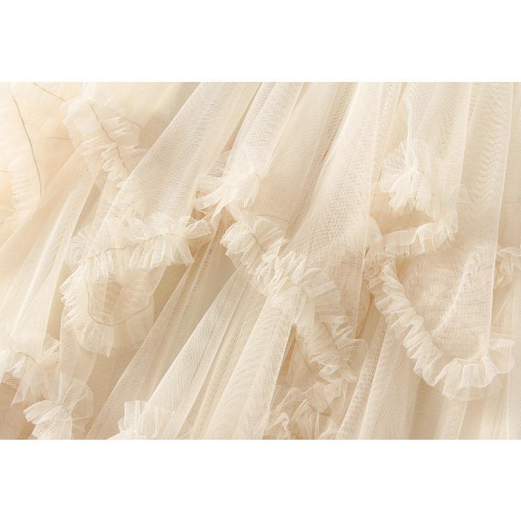 Весенне-осенняя женская юбка с деревянными ушками, нерегулярная сетчатая юбка для торта, полуоблегающая юбка средней длины с высокой талией, большие качели, длинная юбка из пушистой пряжи Fairy