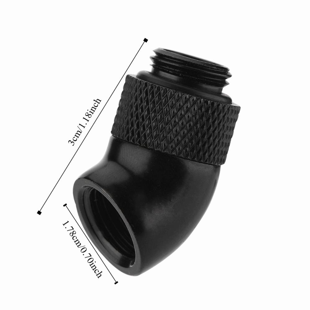 2PCS Black Thread Adapter G1/4 Thread 45 Degree Bend Fitting Water Cooling Loop