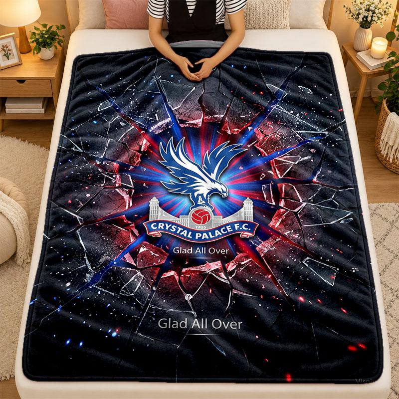 Flannel BlanketCrystal Palace Football Warm Soft Throw Blanket for Indoor Sofa Bed Living Room Use