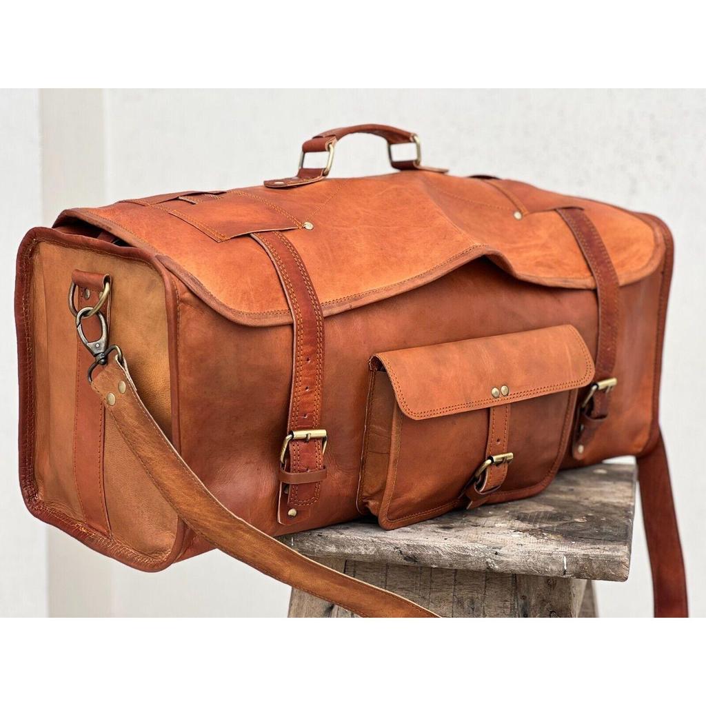 Ночная спортивная сумка Кожаная дорожная мужская сумка для багажа Тренажерный зал Duffel Винтаж Подлинная