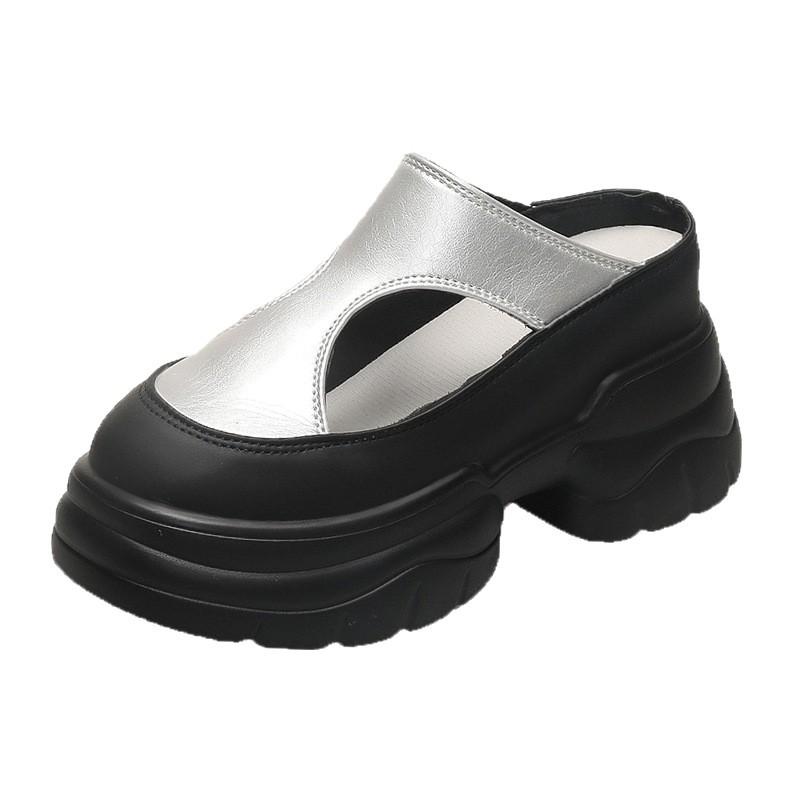 Baotou Slippers Women's 2025 Summer New Thick-bottomed Heightening Muffin Versatile Sandals Women's Casual and Fashionable Half-drag