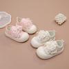 Girls Canvas Shoes Sweet Lace Bows Kids Flat Shoes Soft Bottom Non-slip 2025 New Fashion Children Princess Shoes Beading Cute