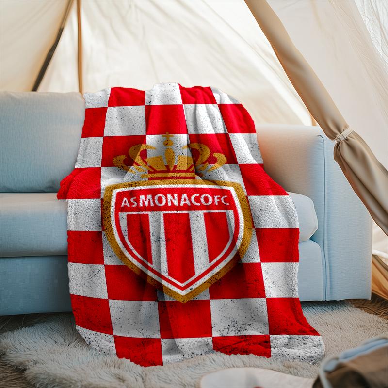 1PC Monaco Football club Printed Soft Flannel Blanket Throw for Adult Bedroom Living Room Sofa Camping Travel Fan gifts Christmas Gifts