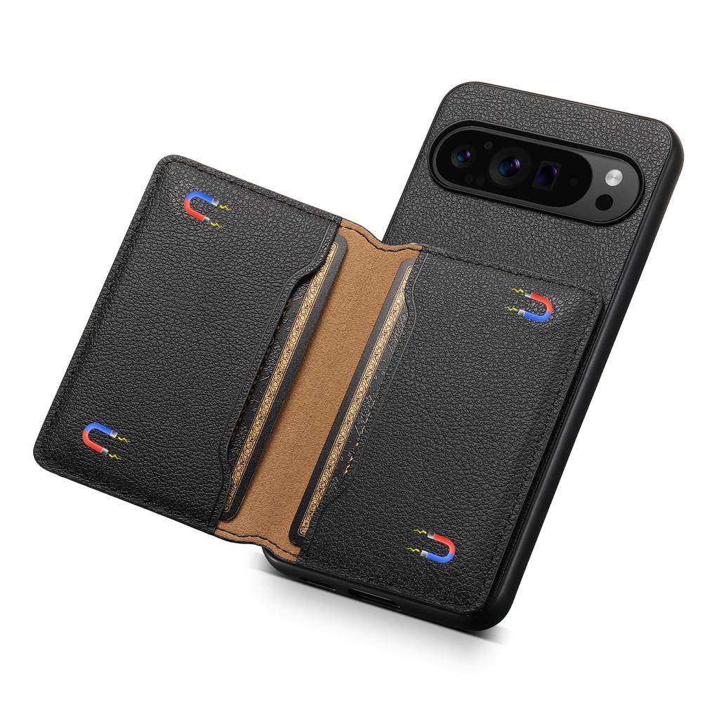 Luxury Phone Case for Google Pixel 10 Pro Xl 9 Pro 9A 8 8A 7 7A 6 6A Magnetic Card Holder Wallet Bracket TPU+PC+PU Leather Cover