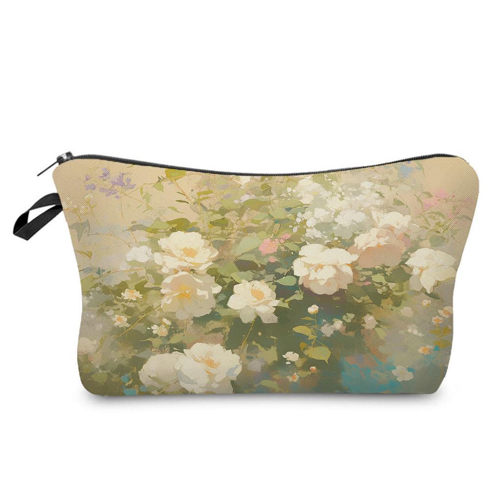 Women Oil painting of flowers Print Cosmetic Bag Toiletries Organize Travel Storage Case 6386
