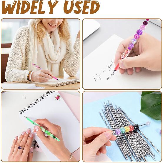 50Pcs 4.61in Stainless Steel Pen Bead Extender, Beaded Pen Supplies Rust-Resistance Stainless Steel Beads & Accessories Supplies Allowing Freedom to