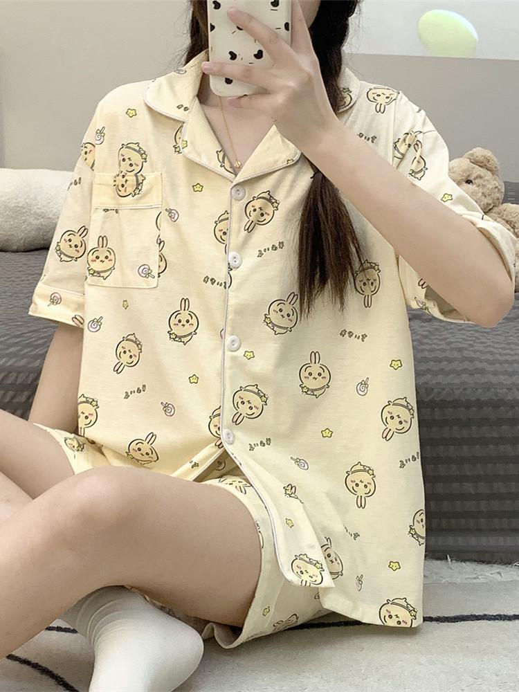 Пижама с коротким рукавом Chiikawa Usagi - Милая летняя домашняя одежда в японском стиле для женщин