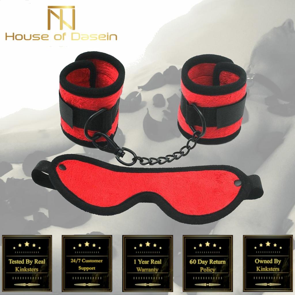 Red Soft Velvet Handcuffs Bedroom Restraints Beginners Kit Starter Kits