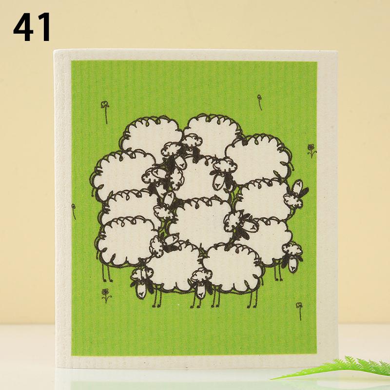 1 шт. многоразовая губка для мытья посуды кухонная напечатанная впитывающая тряпка для мытья посуды целлюлозные салфетки для уборки