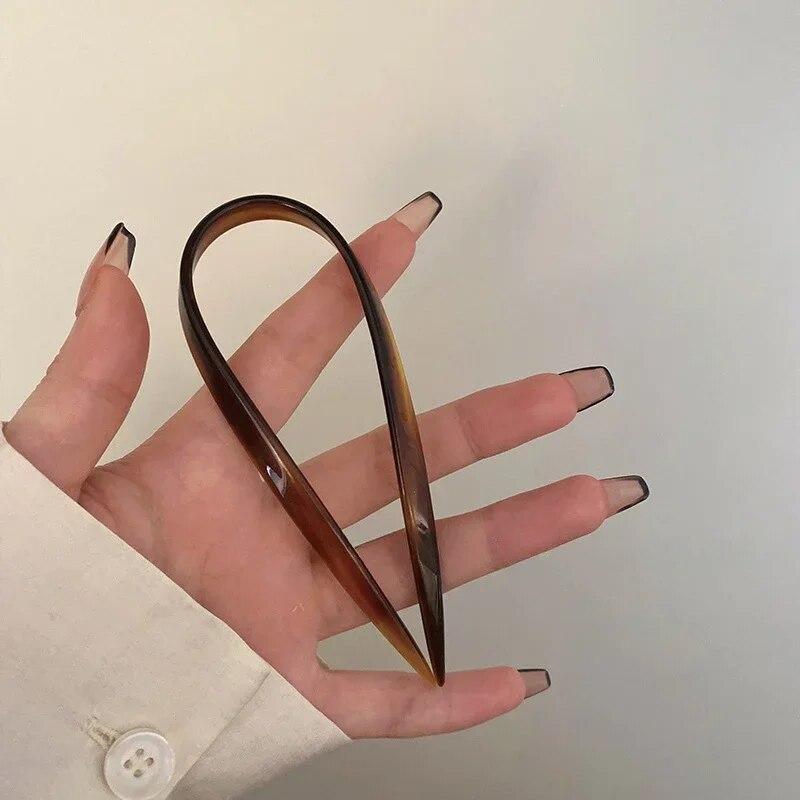 Корейская простая палочка для волос, леопардовые ретро палочки для волос, элегантные ацетатные U-образные женские заколки для волос, заколки для волос, аксессуары для укладки волос