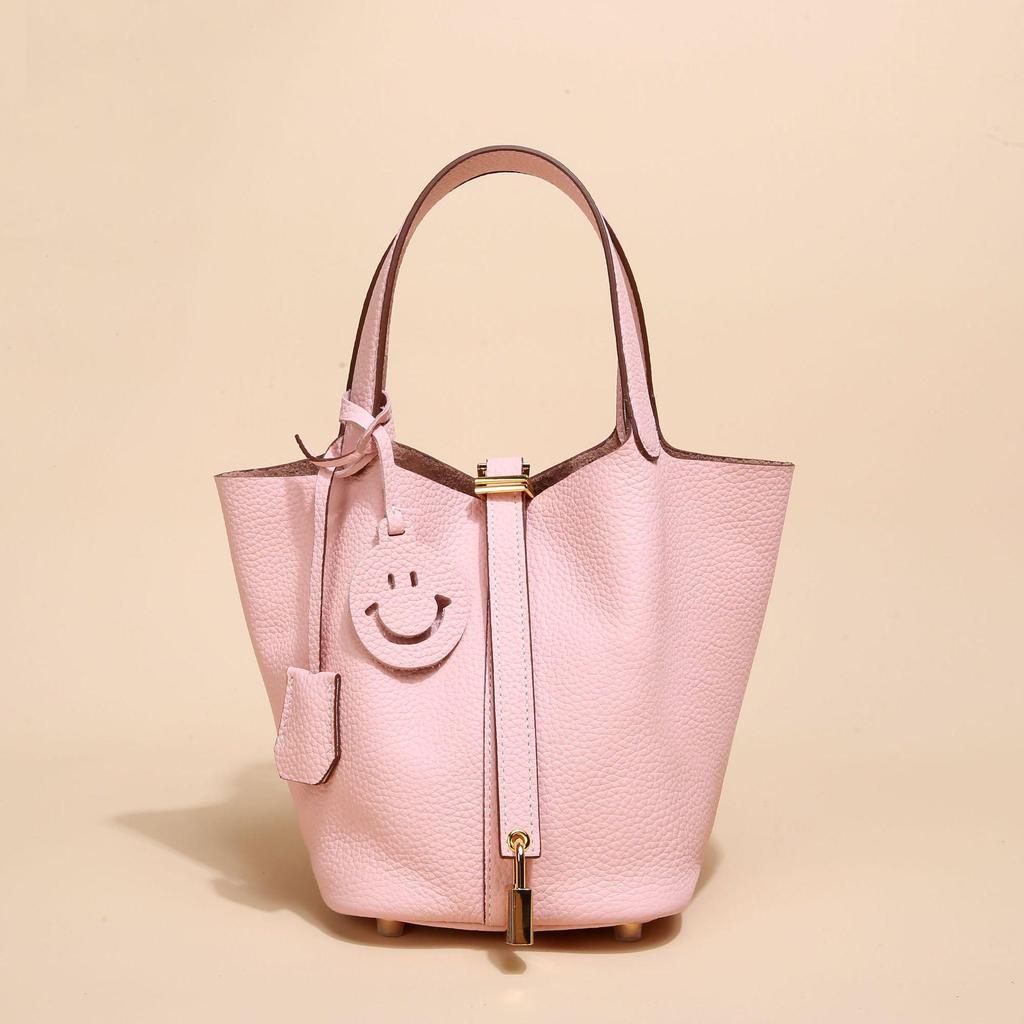 Women's Niche Design Casual Genuine Leather Bucket Handbag