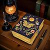 Celestial Butterfly Leather Journal | Handmade 5×7" Diary with Moon & Floral Art | Vintage Lock Notebook | Mystical Night Sky Grimoire