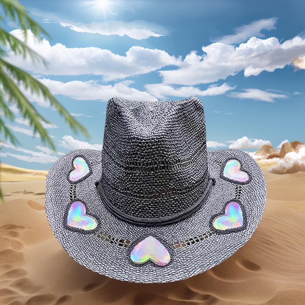 Creative Cowboy Hat Handmade Weave Women Straw Cap Multi-pattern Hollow Design Adjustable New Women's Fashion Sun Hat for Summer