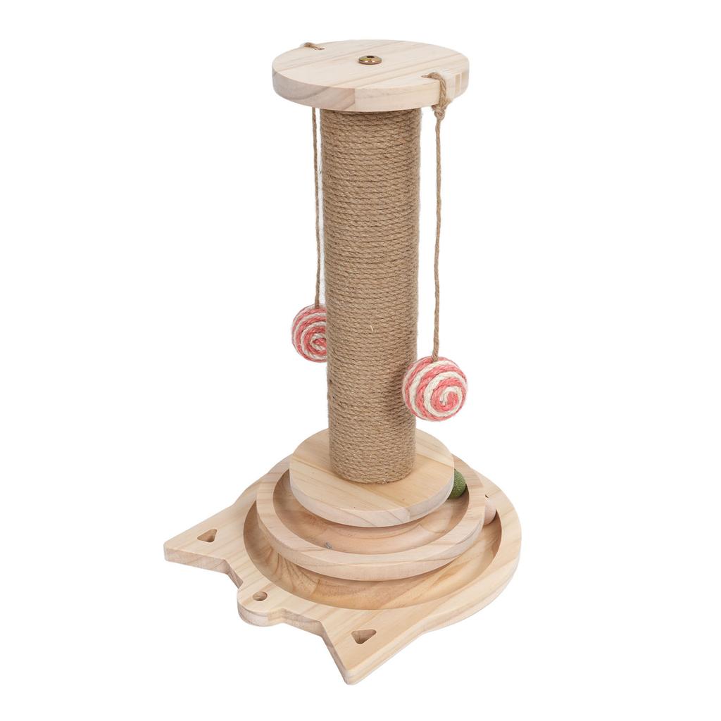 Деревянная когтеточка, интерактивная, снижает скуку, способствует физическим упражнениям, игрушка с вращающимся диском и шариком для