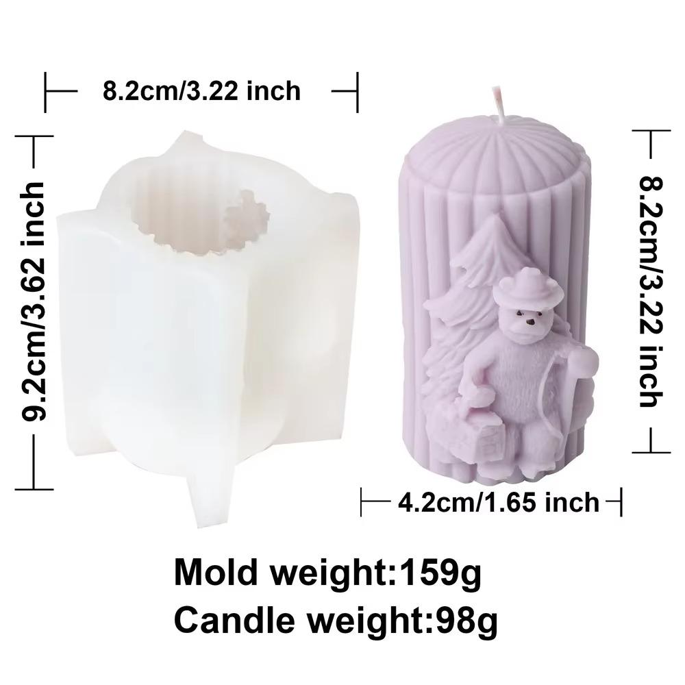 Embossed Santa Candle Silicone Mold Christmas Elk Cylinder Plaster Making Tool Handmade Mold Stripe Column Party Decoration Handmade Gift