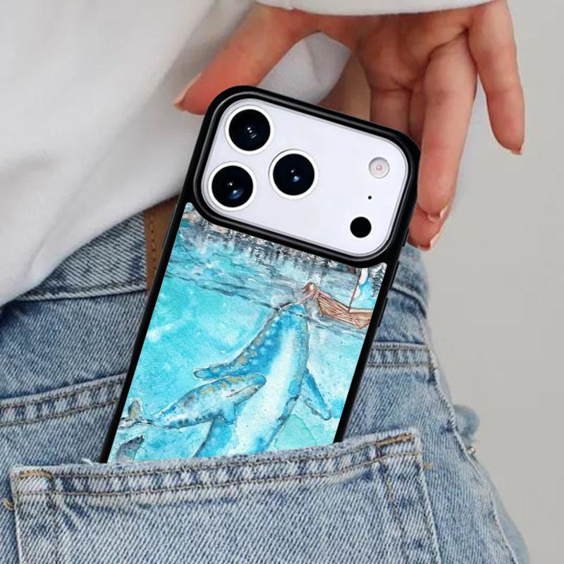 Красивый рисунок Синего кита Мягкий чехол для телефона для iPhone 16e 15 14 13 12 17 Pro Max Plus Air 17pro Чехол Coque