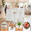 5 Pcs Metal Pleated Cylinder Pedestal Stands Heavy Duty Cake Display Pedestal Stand for Wedding Banquet Vendor Events Decorative