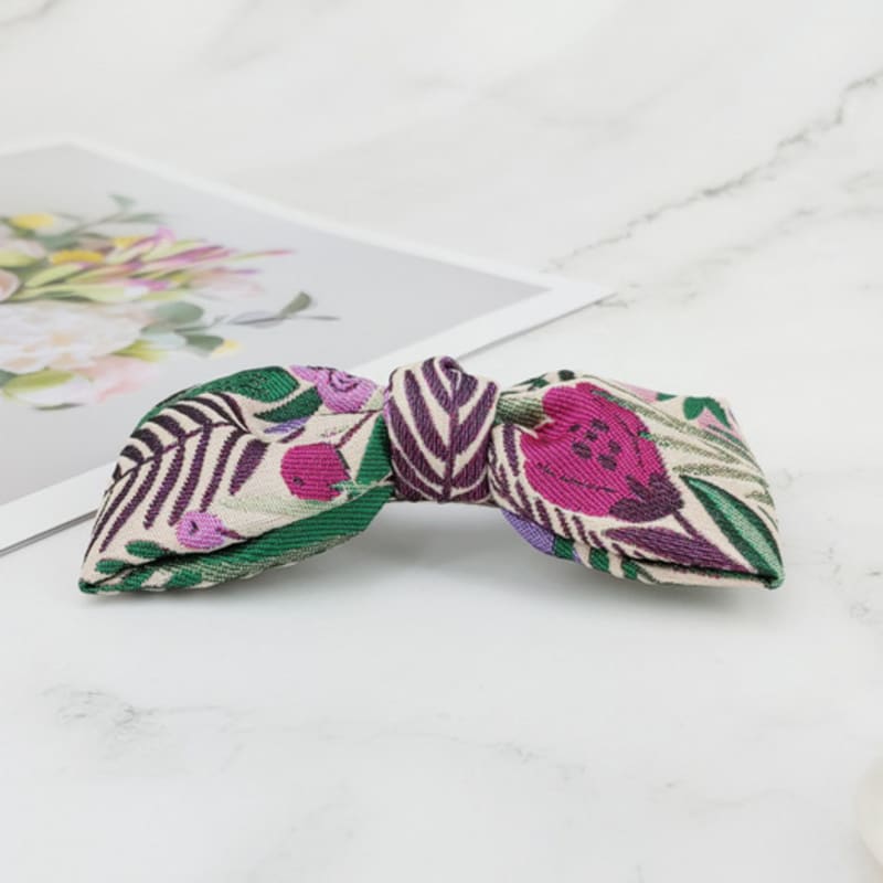 MAIA Rose Jacquard Ribbon Pin - Purple