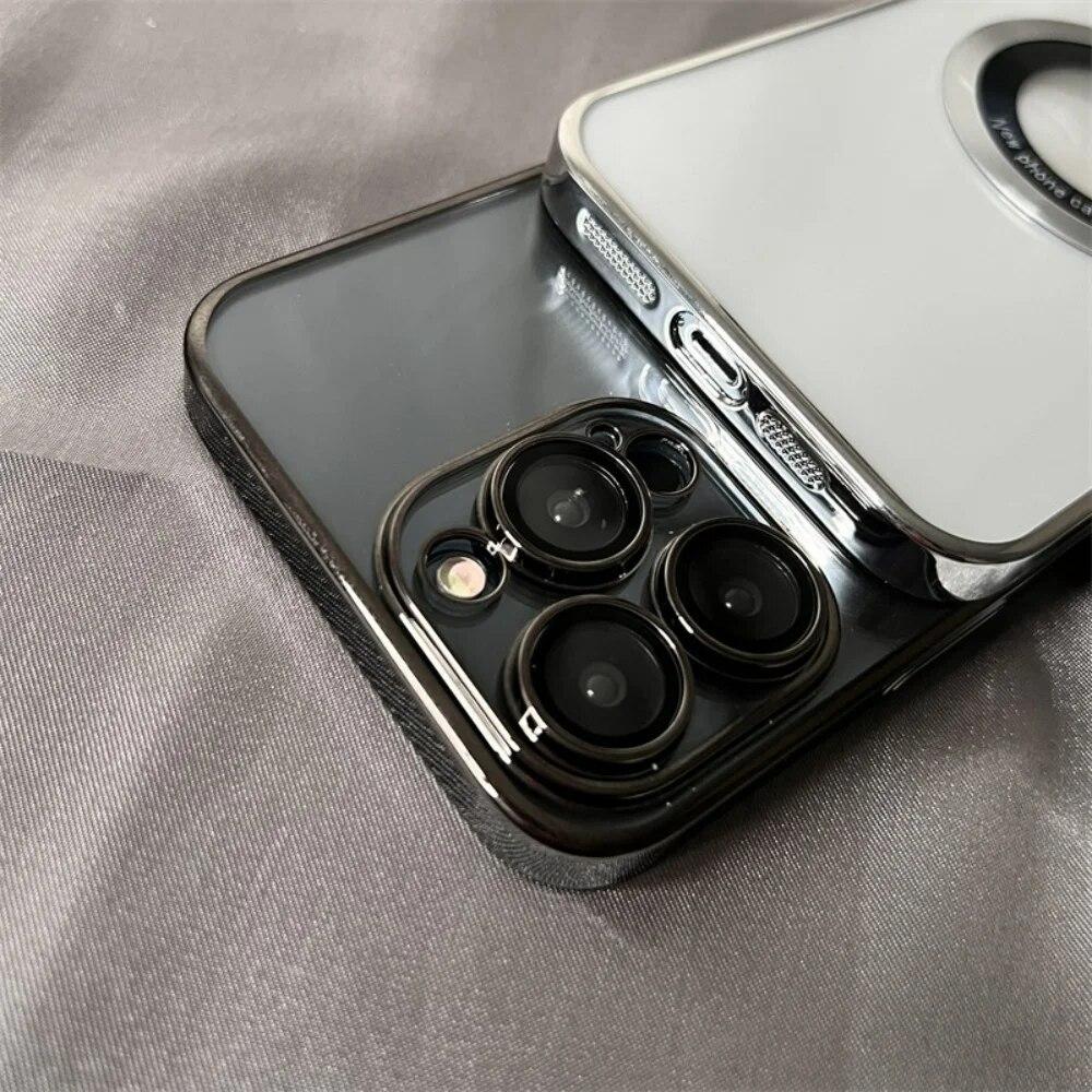 Роскошный магнитный прозрачный чехол для защиты линз Magsafe для iPhone 14 15 13 12 11 Pro Max Plus, задняя крышка с беспроводной зарядкой