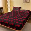 1 Simple Modern Heart-Shaped Printed Matte Fitted Sheet, Bedroom Printed Bed Cover, Bedding (Excluding Pillowcases)