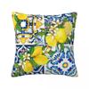 Bright Mediterranean Sicilian Tiles With Citrus Lemons Square Pillowcase Pillow Cover Cushion Comfort Throw Pillow for Home Car