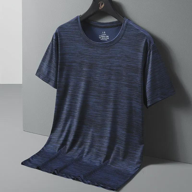 Мужская летняя футболка с рисунком бамбука, быстросохнущая, из ледяного шелка, размеры M-8XL, короткий рукав, круглый вырез