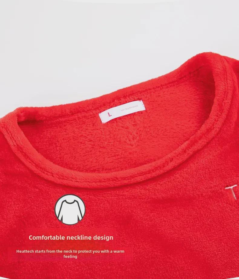 Красная праздничная зимняя свадебная пижама для пары с застежкой-молнией - Длинные волосы, коралловый флис