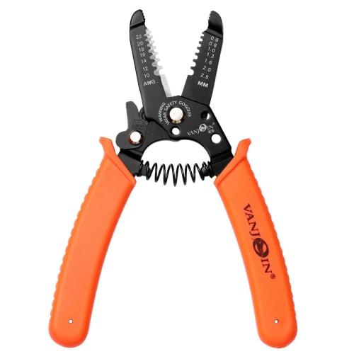 VANJOIN Wire Stripper, for Thick and Metric Wires, Electrician's Hand Crimping and Stripping Tool, Multi-Function Wire Stripper with Spring-Loaded Non