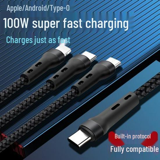 Кабель для быстрой зарядки PD100W 3-в-1 для iPhone 15, Android и устройств LeEco