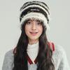 Новый стиль Свободная шляпа Денди Ленивый стиль Модная полосатая шапка-бини Милые зимние шапки для женщин Уличная одежда Вязаные шапки для девочки