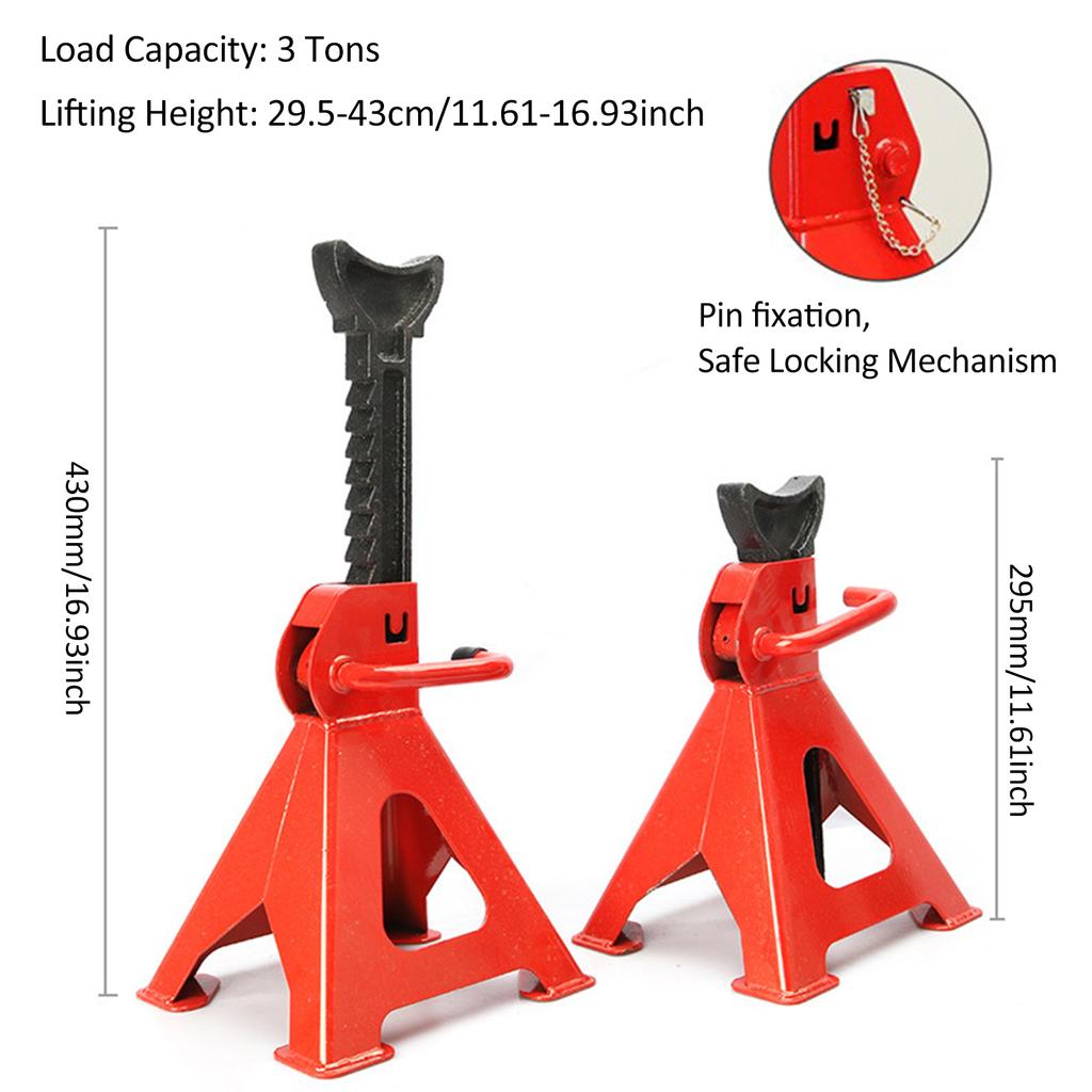 2 комплекта стальных домкратных стоек с фиксатором и опорной площадкой, высота подъема 29,543 см11,6116,93 дюйма3 тонны
