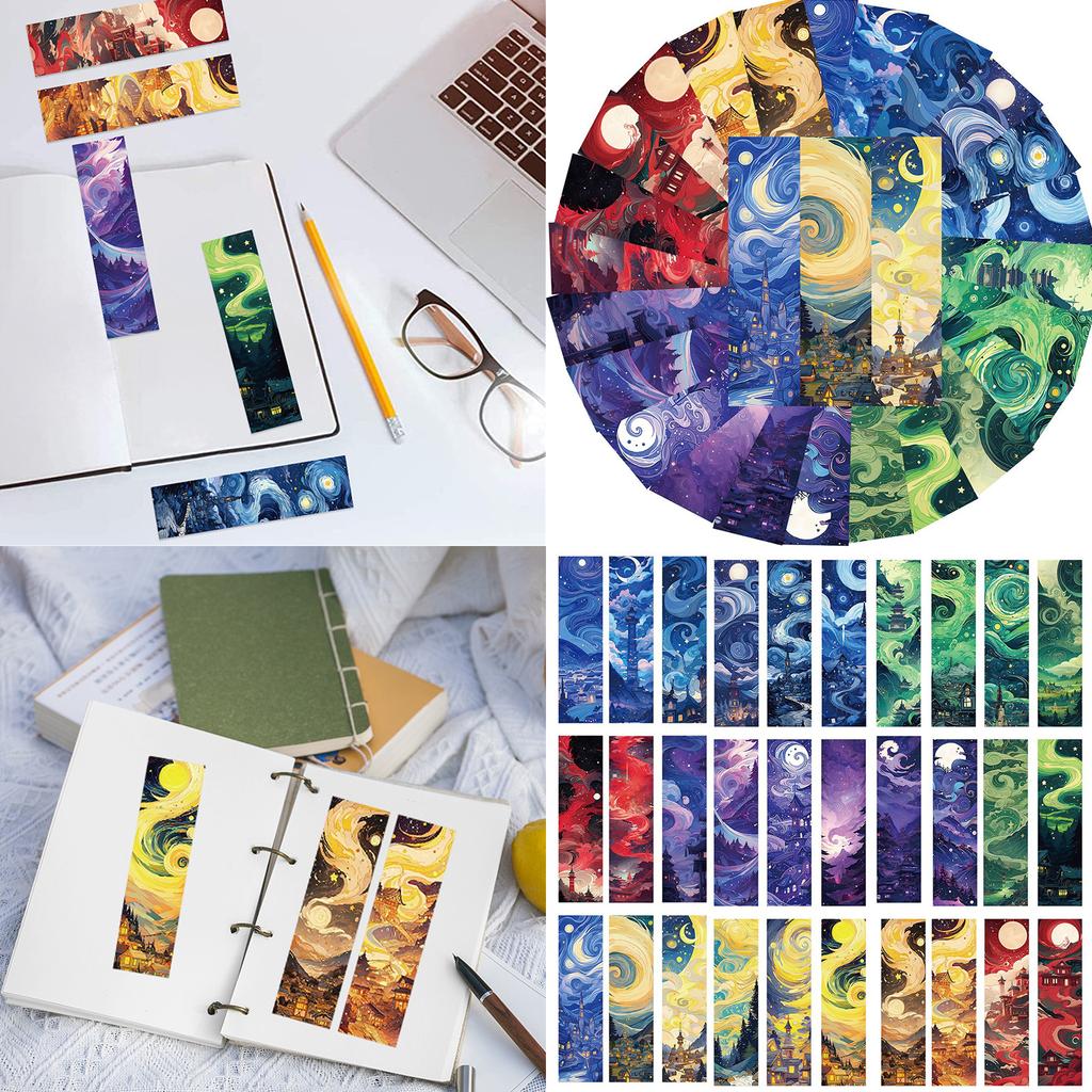 30Pcs Oil Painting Theme Paper Bookmarks Reading Aids Bookmarks Book Page Holder Page Divider Gift for Book Lover Writer