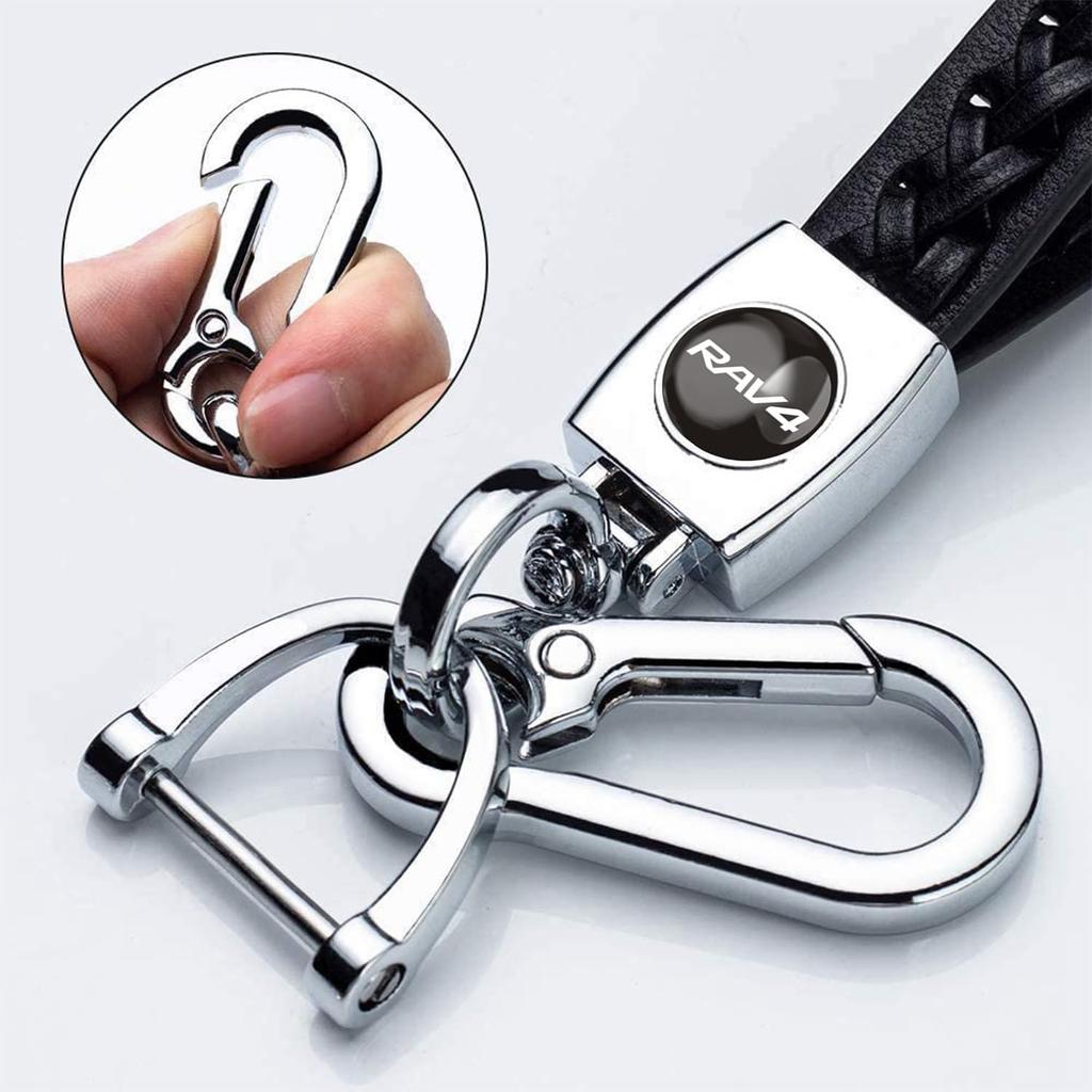 [InnoWave] Key Holder Compatible RAV4 Love Four Genuine Leather Car Key Chain Car Logo