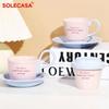 Керамические кружки SOLECASA с креативной ручкой Розовый Синий Кофейная чашка и блюдце Набор для послеобеденного чая Кофе Латте Кружки Домашний набор кофейных кружек