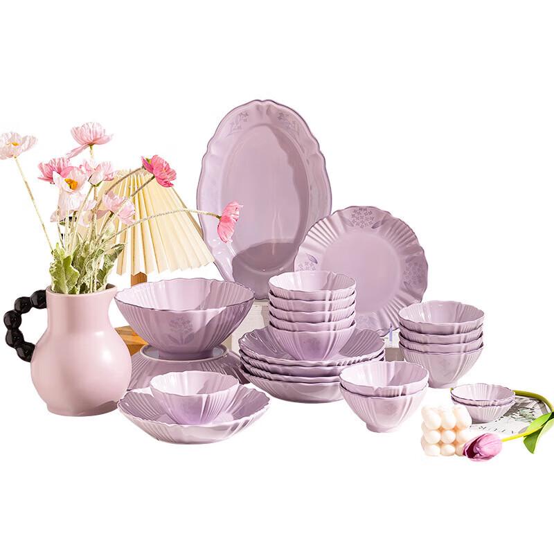 Wuhe Глазурованная фиолетовая тарелка «Ландыш» 8 дюймов, костяной фарфор