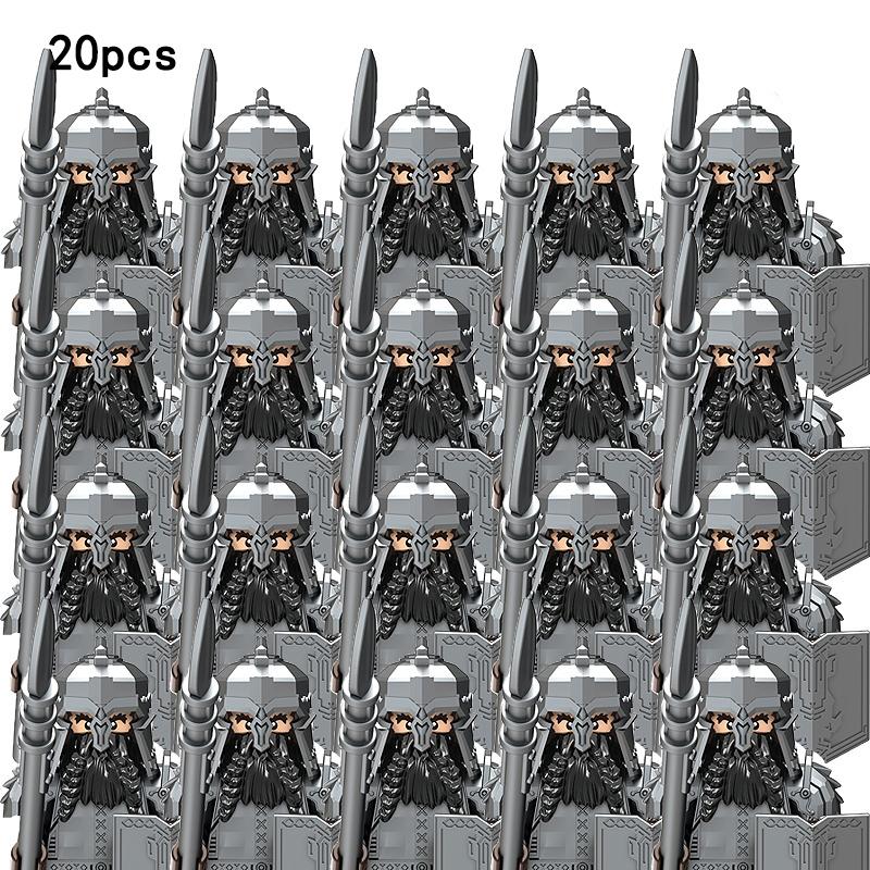 20 шт., группа средневековых рыцарей, строительные блоки, военные фигурки, аксессуары, детали модели воина, игрушки «сделай сам» для детей