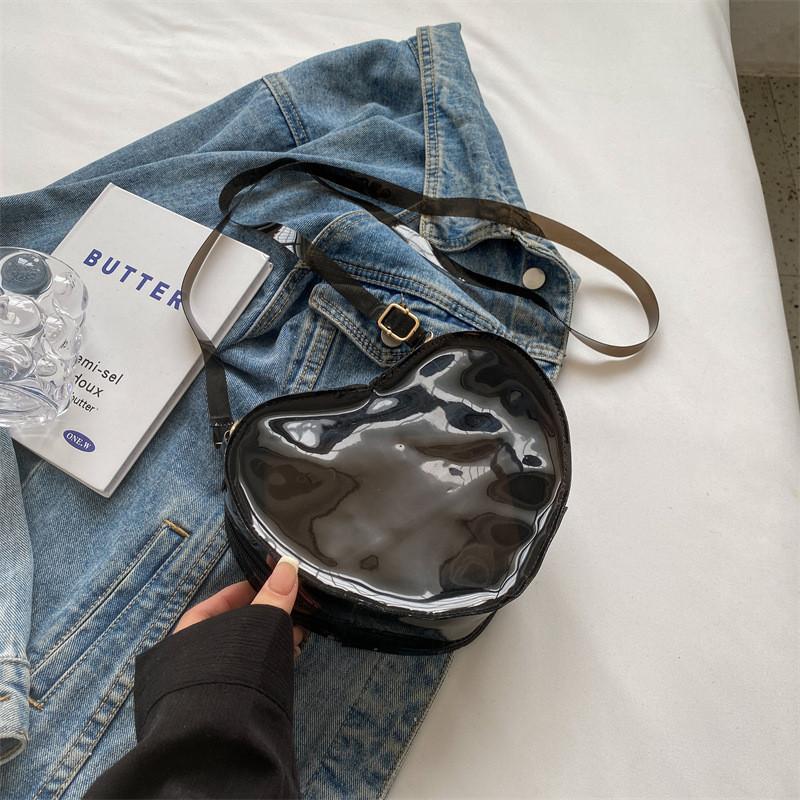 Fashionable Heart-shaped Pvc Shoulder Bag With Street Style Elements For Women