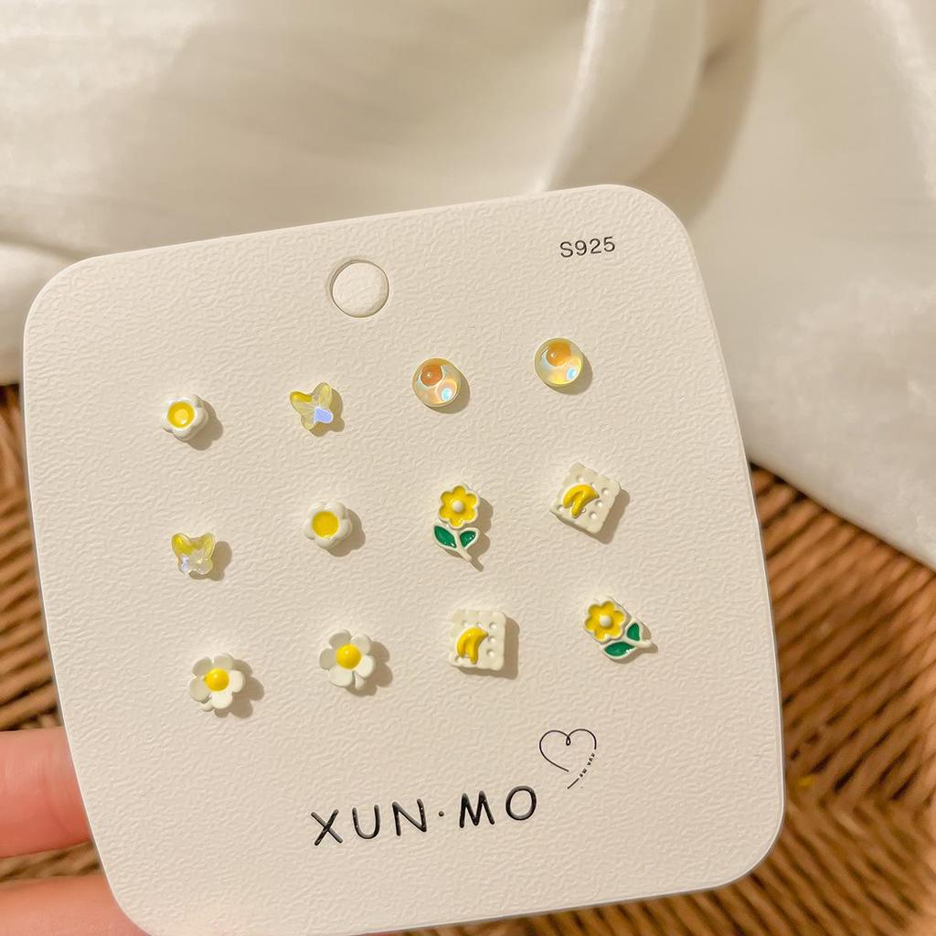 Летний комплект из серебряных сережек-игл: Милые, свежие, универсальные ушные косточки и гвоздики